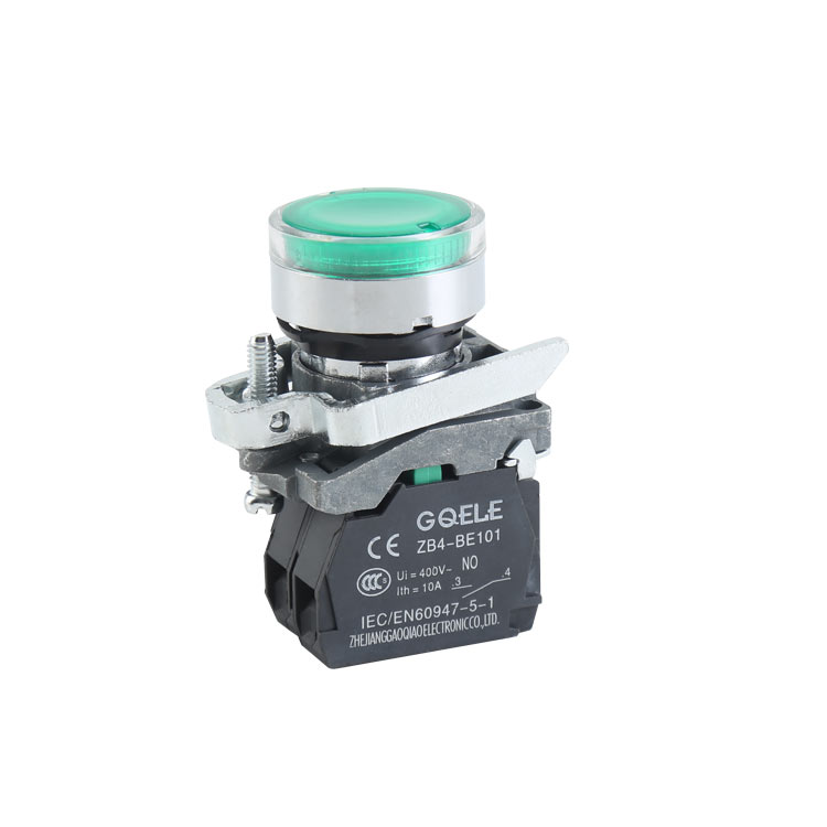 GXB4-BW3365 Metal round push button switch with LED green lamp